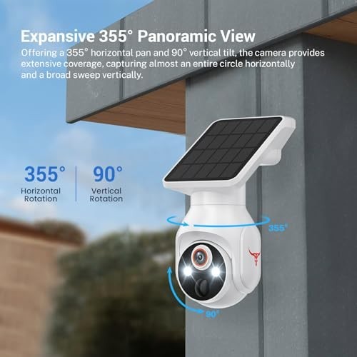 Solar Panel Powered Security Camera 1080p WiFi Camera with Night Vision Motion