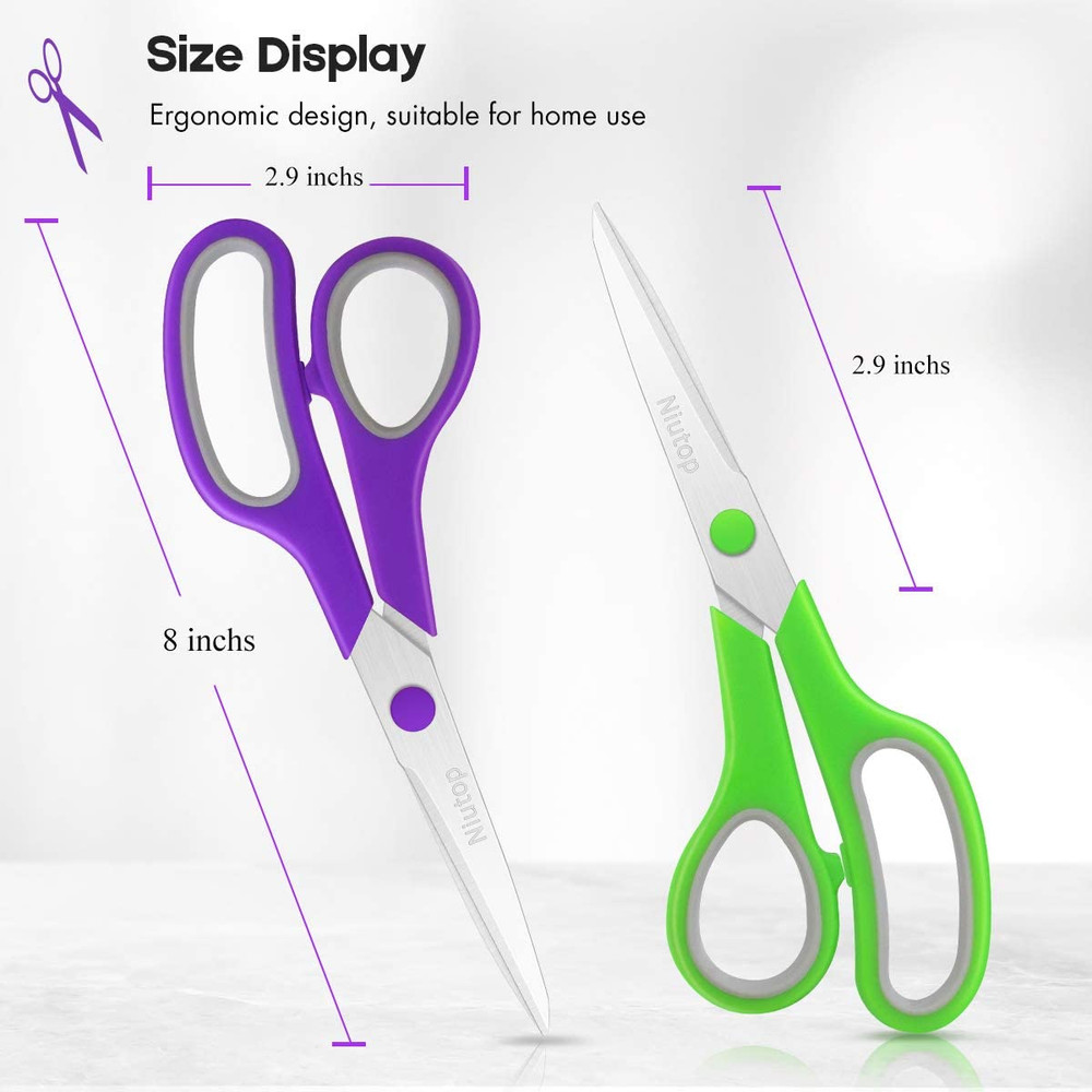Scissors Bulk Set of 5-Pack, 8" Multipurpose Sharp Sewing Craft Fabric Scissors