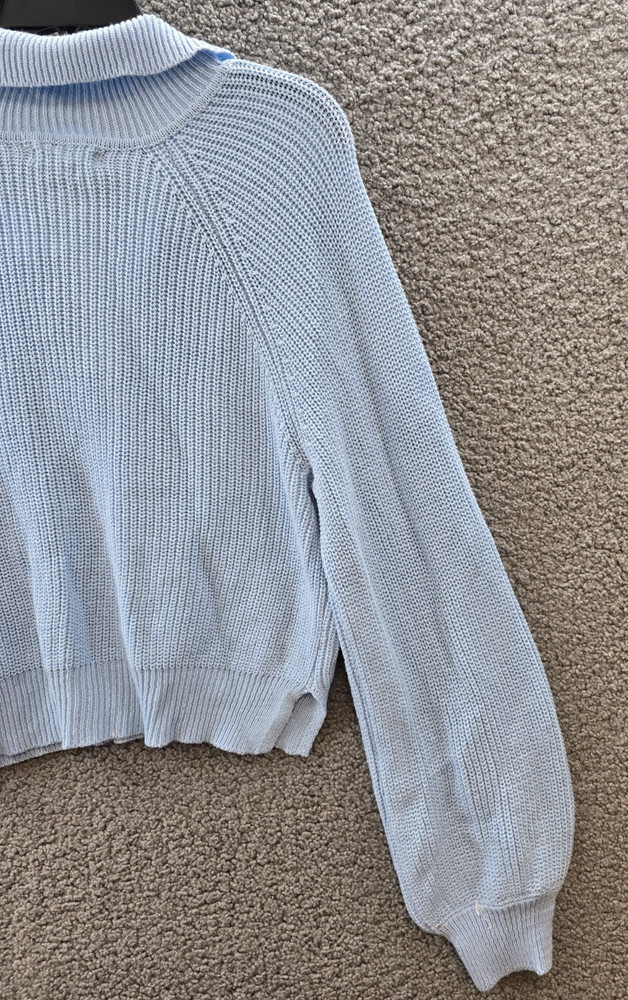No Comment Kennedy Snap Button Sweater Juniors L Cashmere Blue Pullover L/S