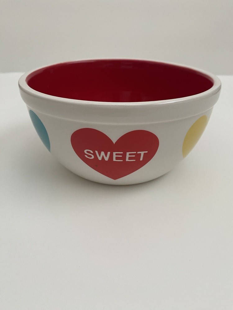 Heart Ceramic Bowl Valentines Conversation Hearts 6”