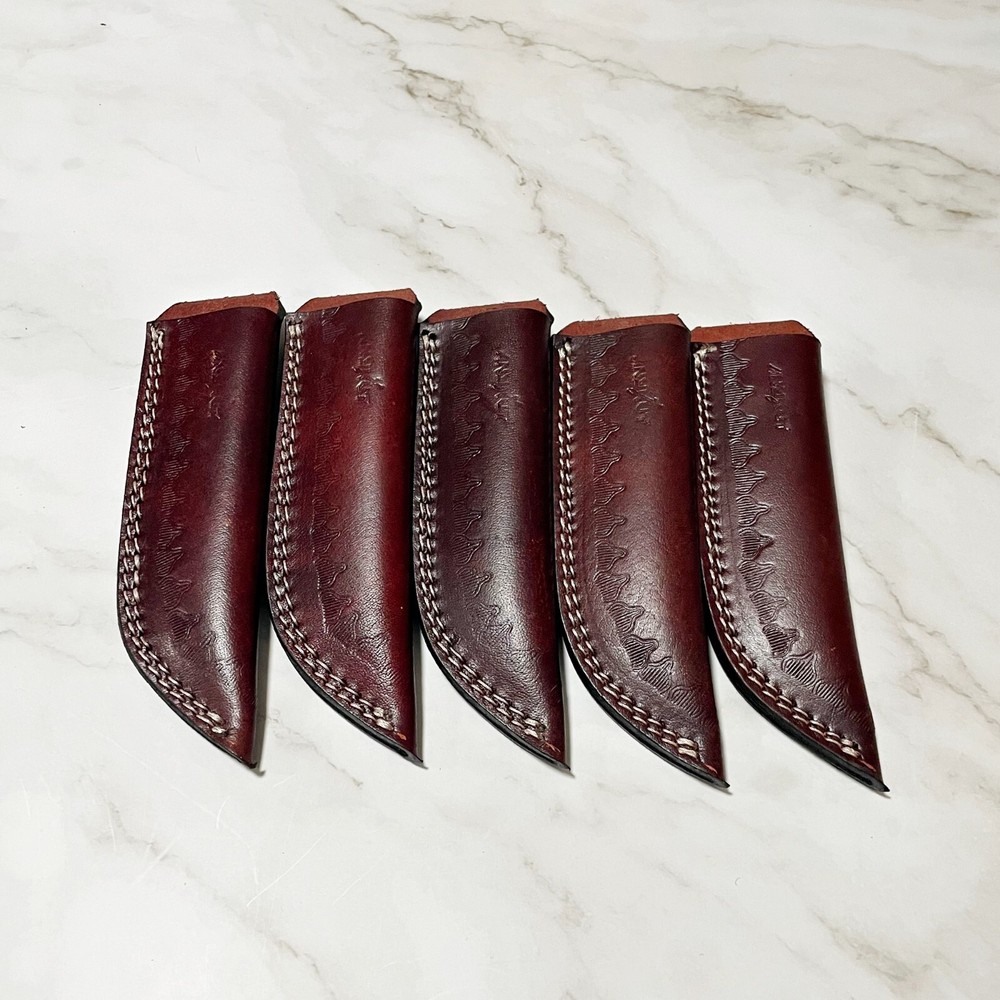 5 Pack - Hand Crafted 8 in Fixed Blade Leather Sheath Vertical Holster Belt Loop