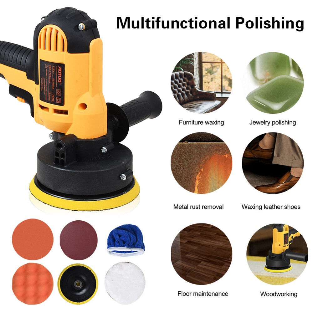 Car Polisher Buffer Sander 700W Auto Polishing Machine & 5" Pad Bonnet Kit Set