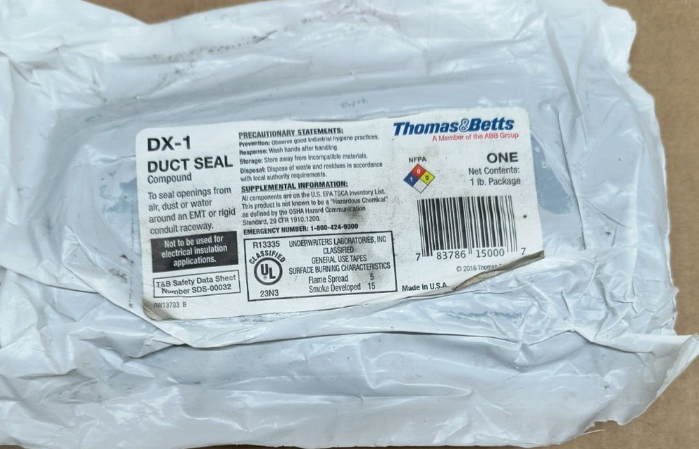 (5) Thomas & Betts DX-1 Duct Seal Compound