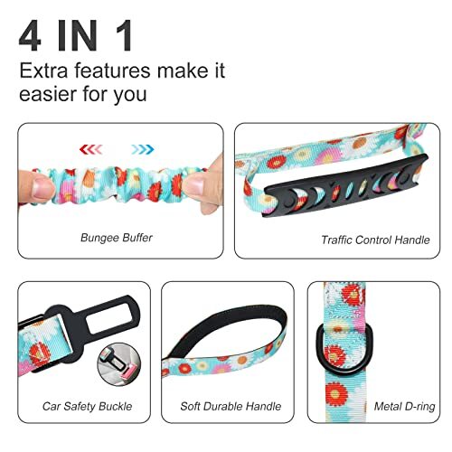 Tactical Dog Leash Heavy Duty for Medium Large Dogs, 4 Medium / Large Daisy