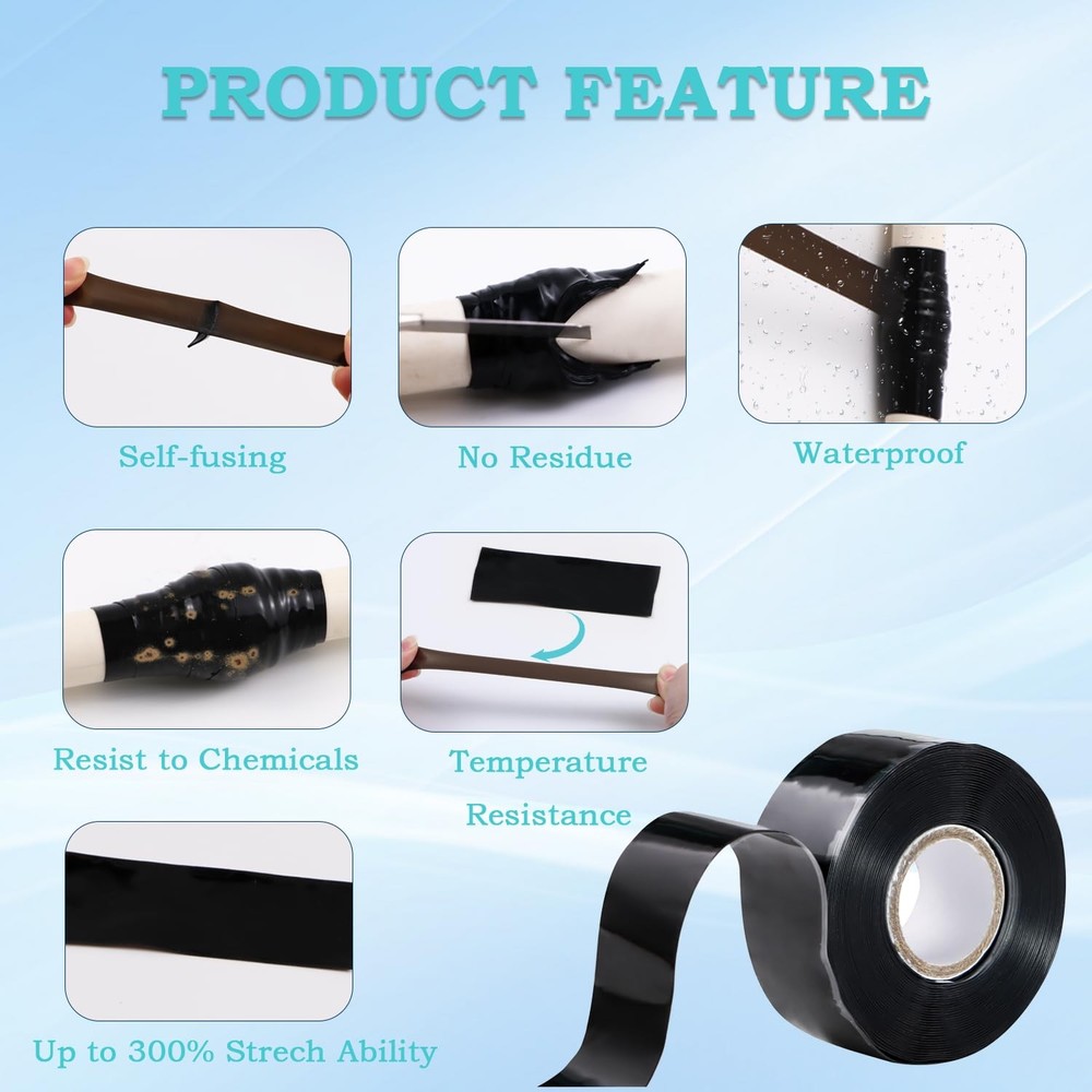 PackYard Self Fusing 1 Roll - 16.4 ft - Black - 20 mil Thickness,