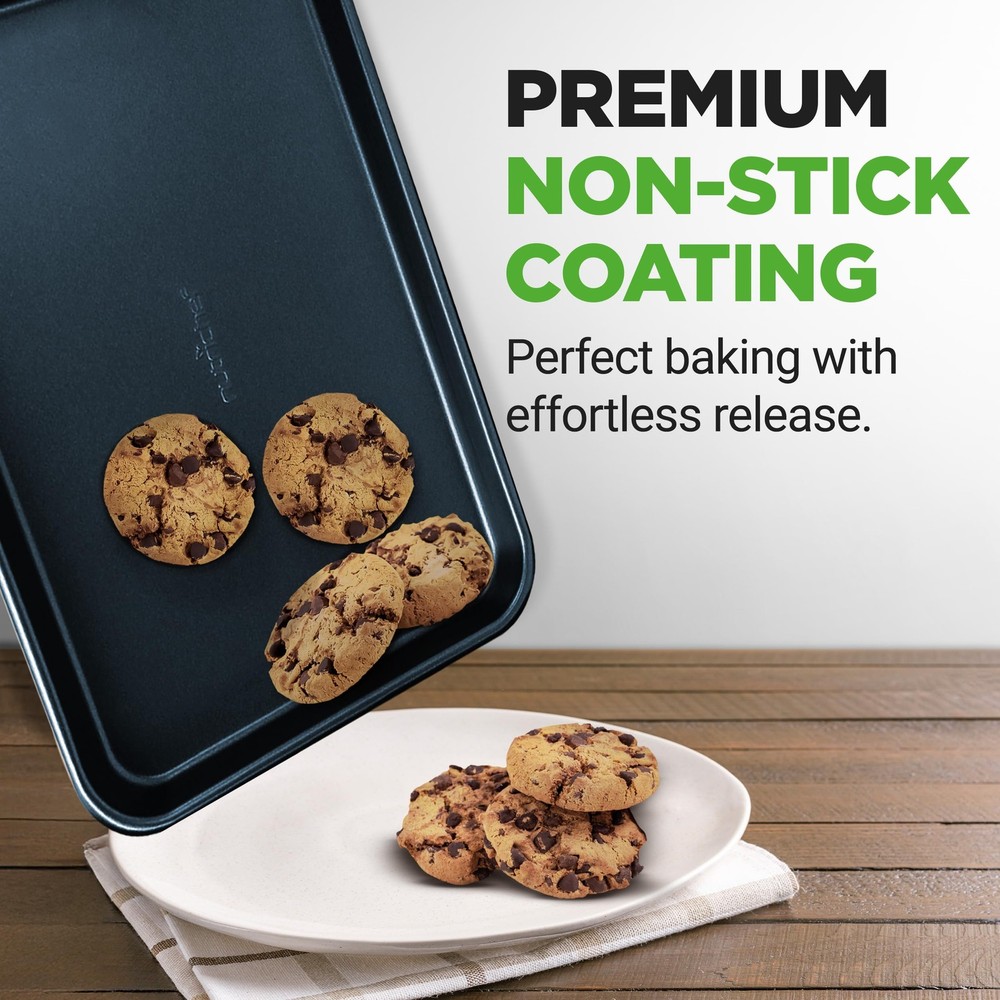 NutriChef 2-Piece Baking Sheet Non Stick - Premium Set, Blue Diamond