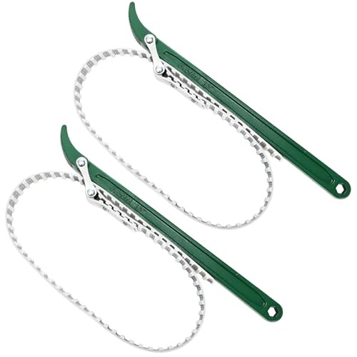 2pcs 15" Belt Strap Wrenches, 36" Length Adjustable Steel Wire Rubber Strap