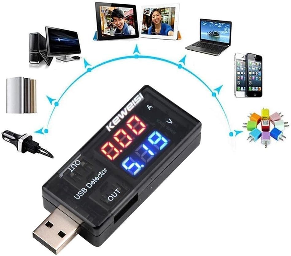 USB Power Meter, Current 3-9V 0-5A Voltage Tester Black