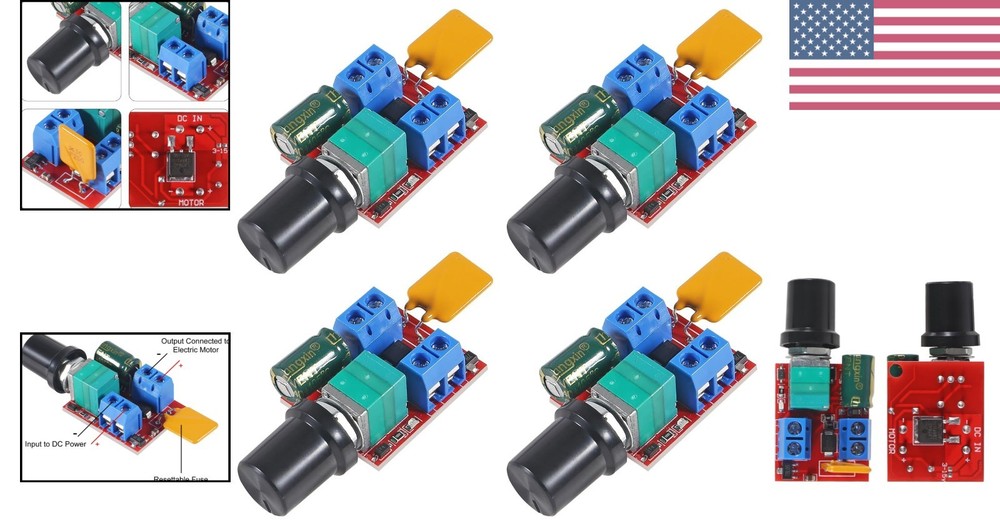 Compact 12V Motor Speed Controller - 4Pcs 90W Adjustable PWM Regulator Module