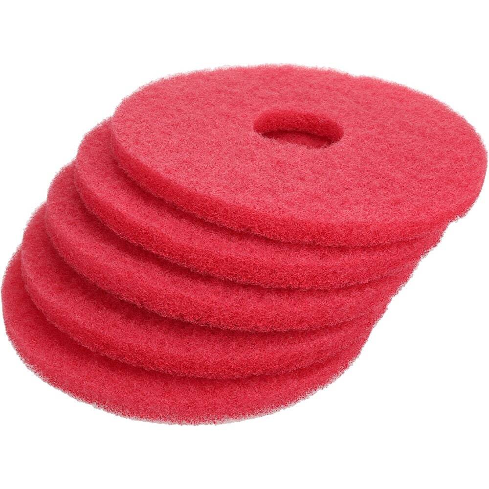 5 Pack PRO SOURCE Red High Gloss Buffing Pads for Floor Machines: 13" Diameter