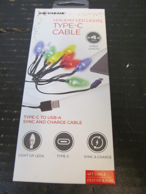 Xtreme Holiday LED Lights Type-C Cable, Multicolor USB-A