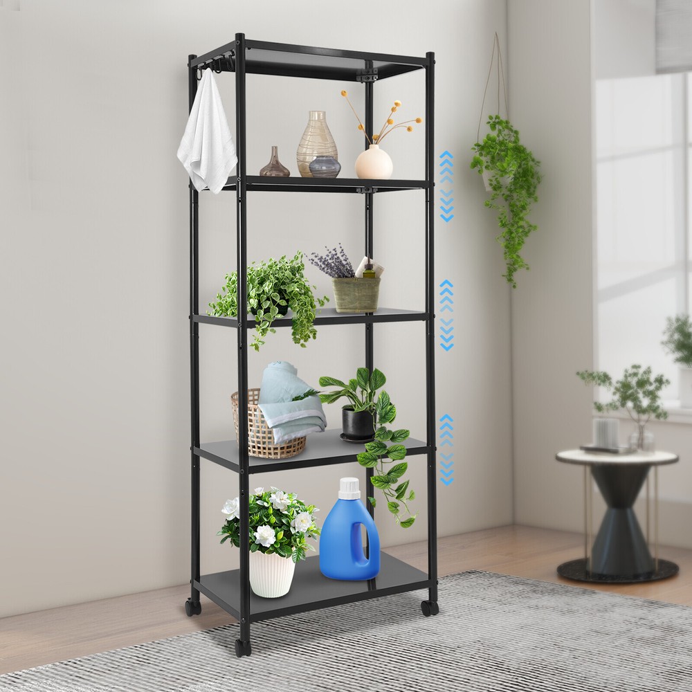 Adjustable Kitchen Storage Shelf With Wheels 5-tier Shelving Rack Storage Rack