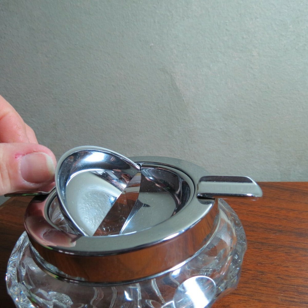 Crystal Ashtray with Stainless Steel or Chrome