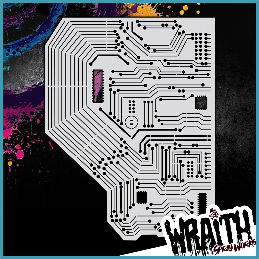 Circuit Board #1 - Reusable Airbrush Stencil Template
