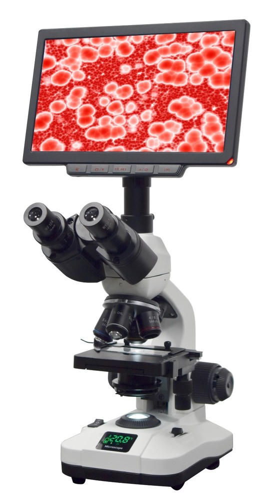 2500x Trinocular Medical Lab Microscope with 9” 4K Camera Imaging & LCD Display