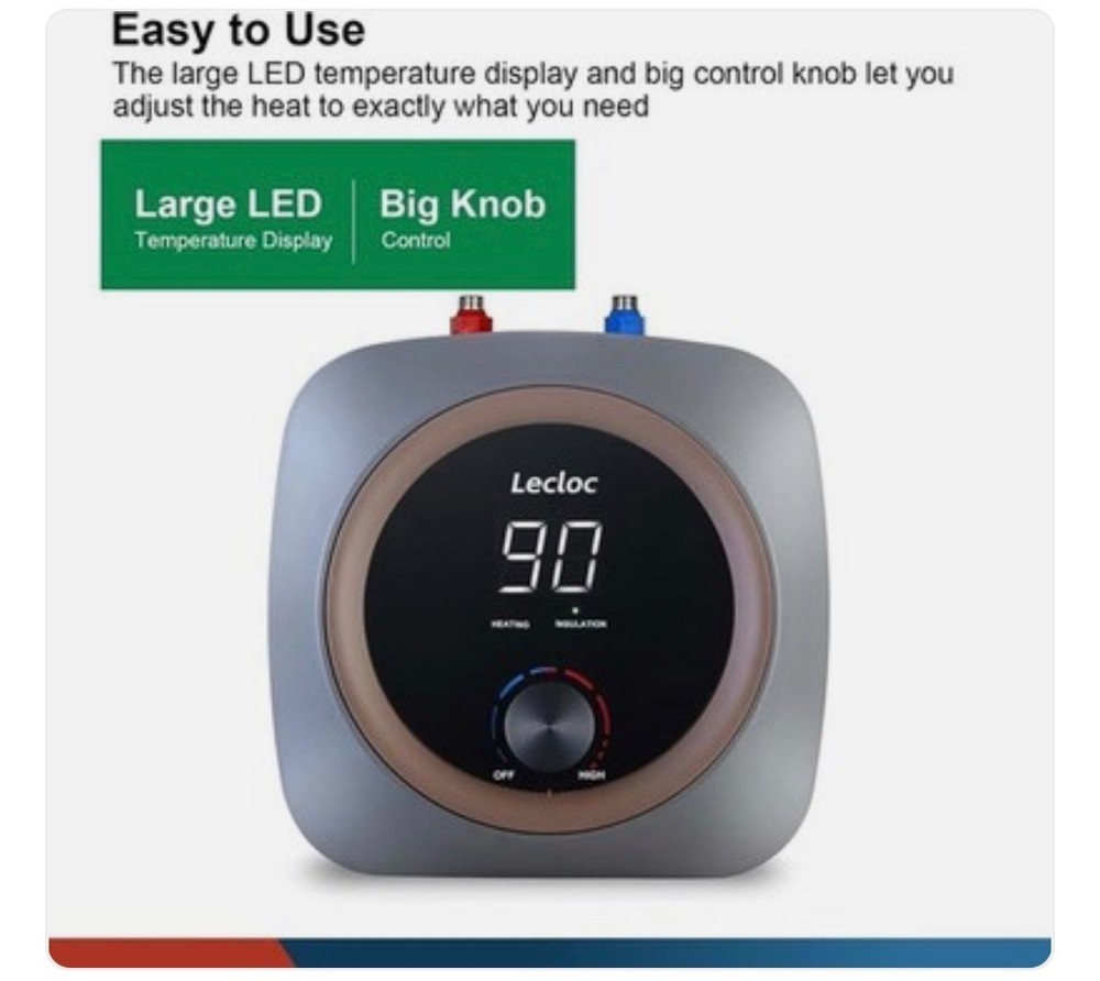 2.5 Gallon Under Sink Water Heater 120V Led Mini Tank Stainless Steel