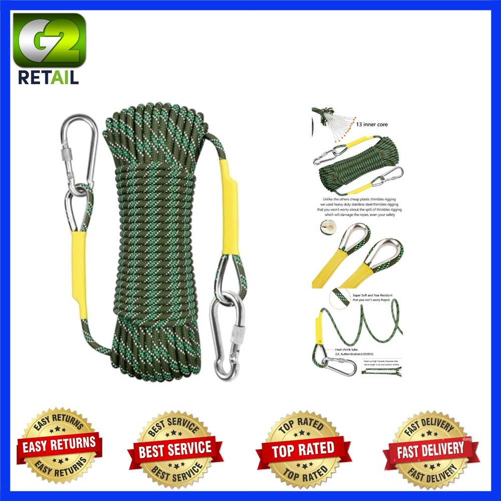 Dynamic Polyester Climbing Rope: 3300 lbs Strength - Ideal for All Adventures