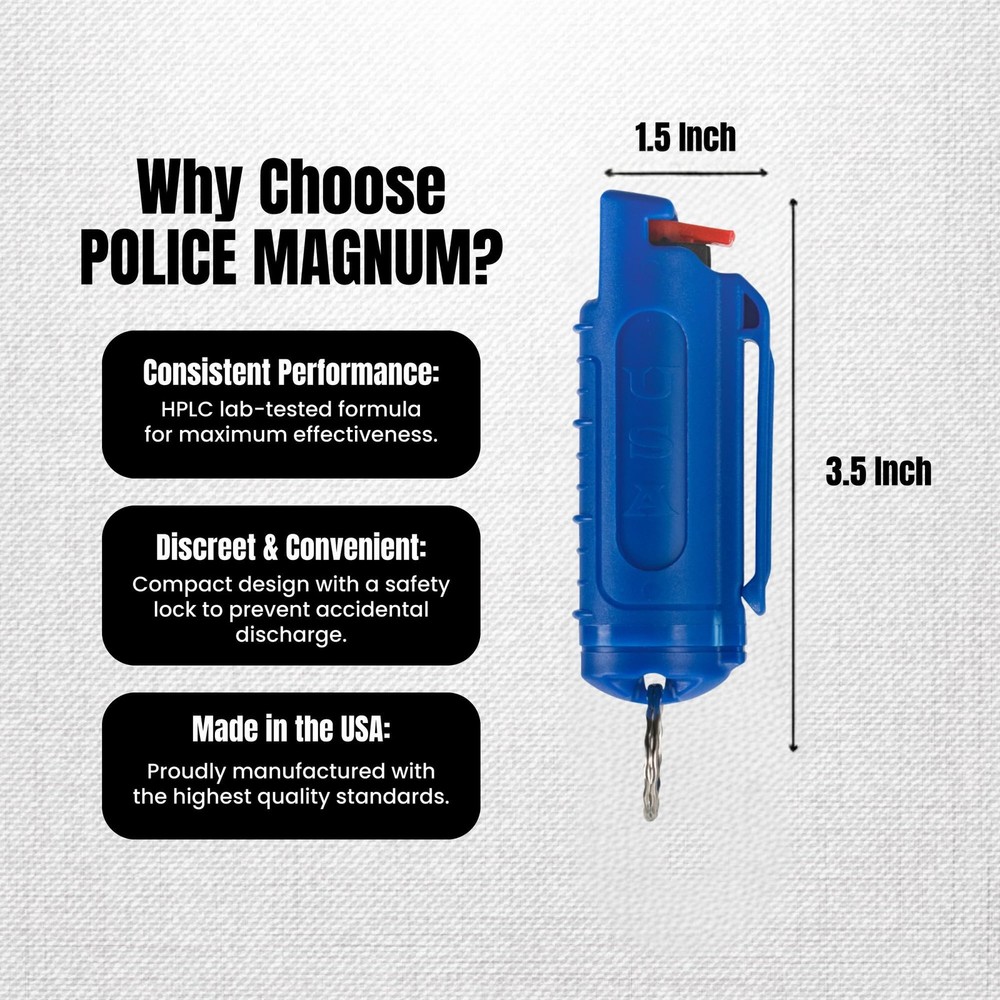 Compact Blue Pepper Spray Self Defense Maximum Strength Usa Made 1.33 Ounce