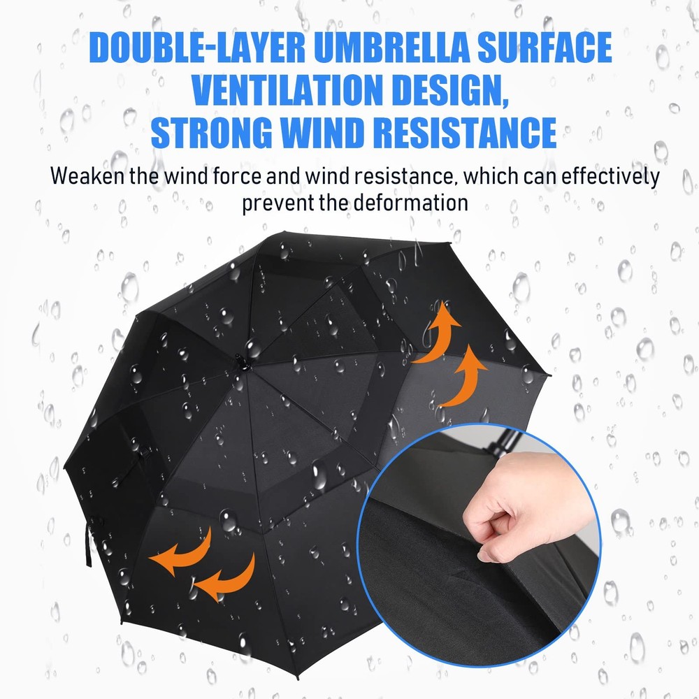 Golf Umbrella 62 Inch Automatic Open Double Canopy Heavy Duty Windproof
