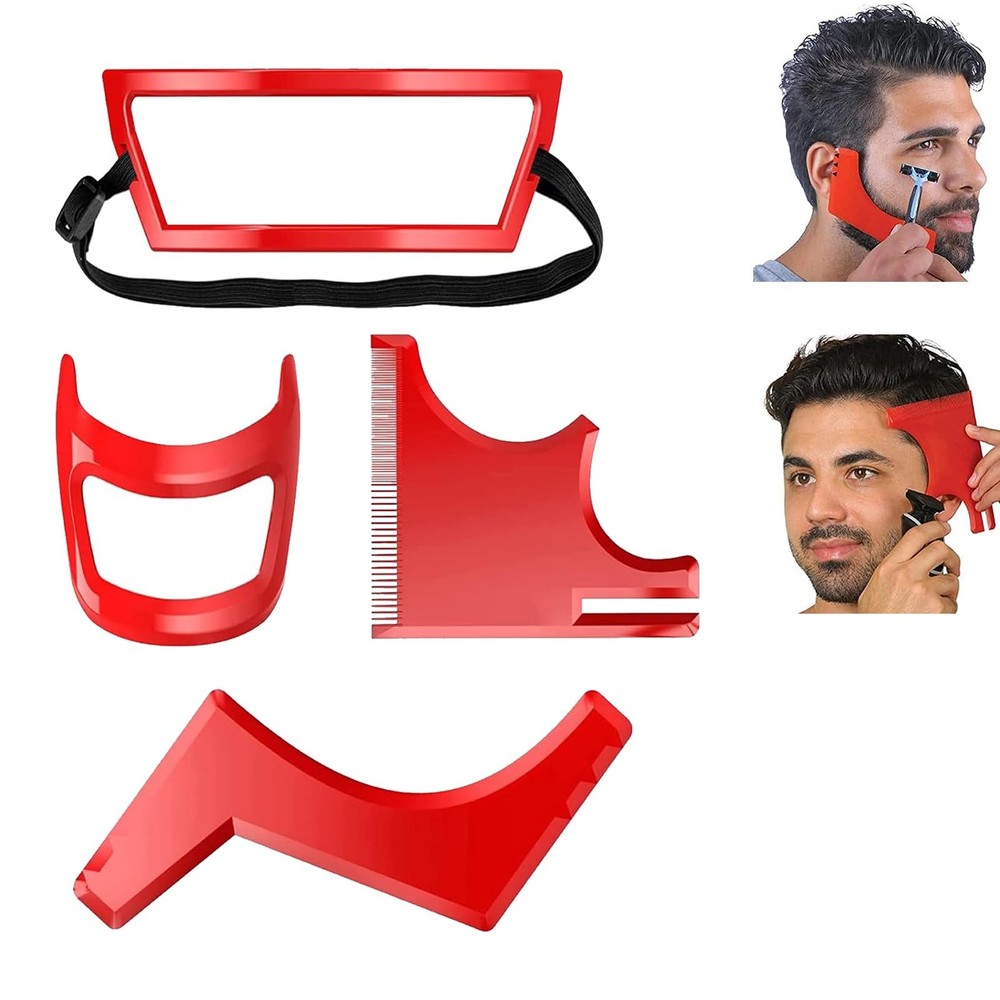4Pcs Beard Shaping Tool Kit, Beard Shaper with Precise Templates for Men's Gr...