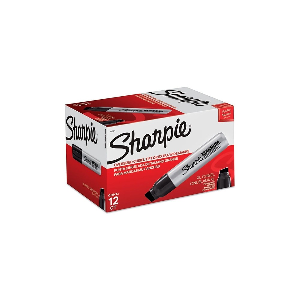 Sharpie Magnum Permanent Markers, Oversized Chisel Tip, Black, 12 Count  Offi...