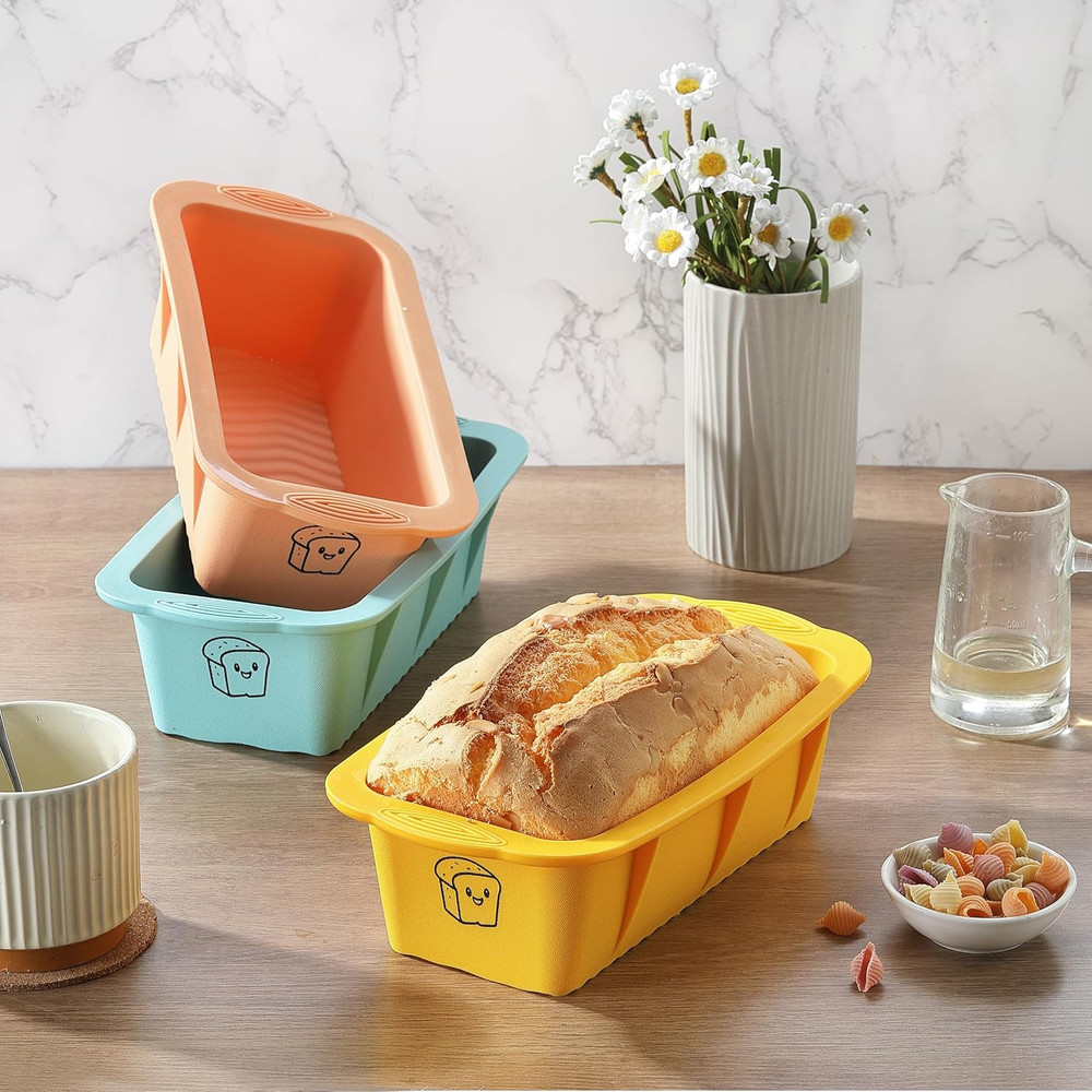 3PCS Silicone Bread Loaf Pan: Non-Stick, Easy Release, Dishwasher Safe