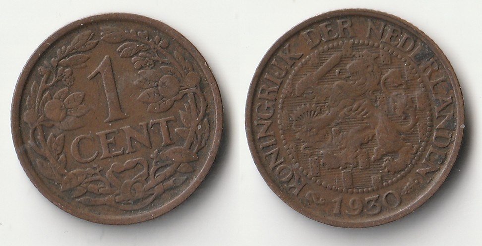 1930 Netherlands 1 cent coin