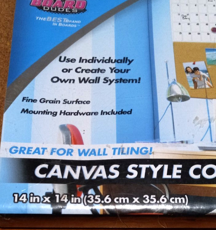 Cork Board 14 x 14" Square Canvas Style Wall Hanging School