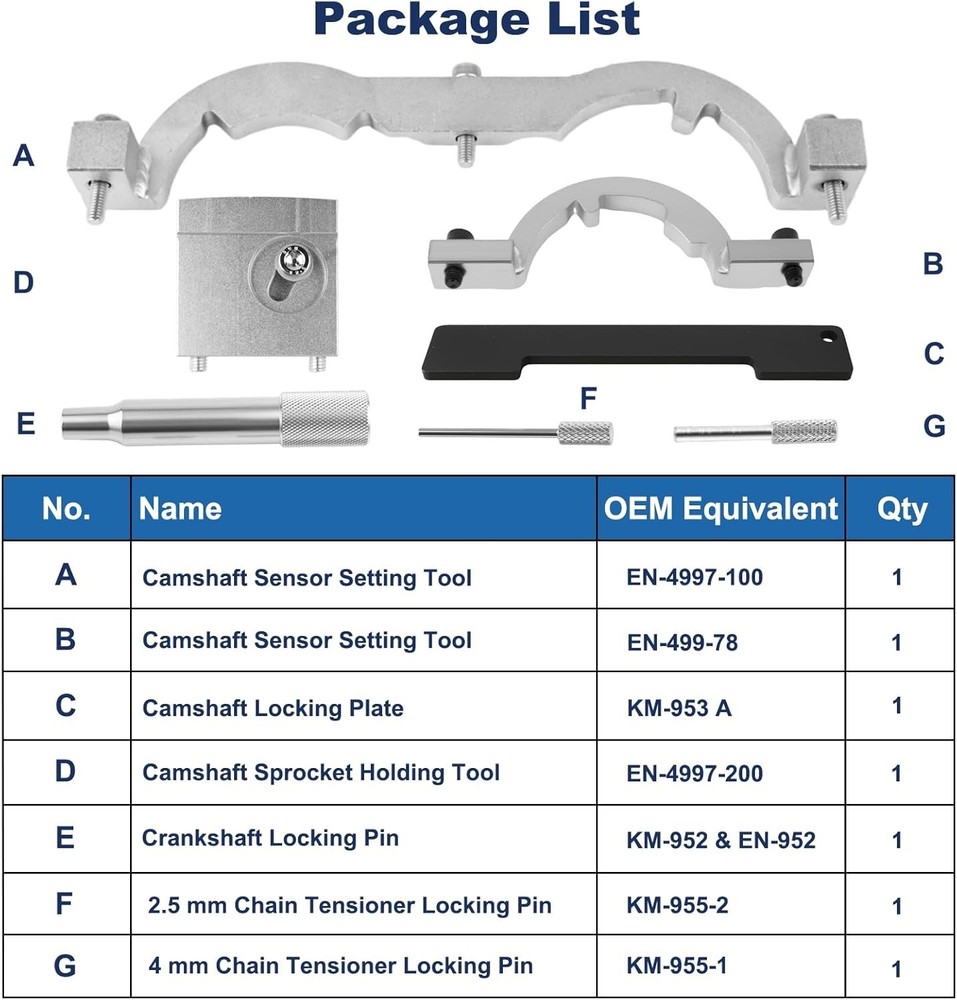 Engine Timing Chain Tool Kit, Premium Grade Camshaft Alignment Locking Set,