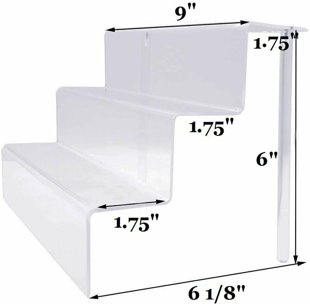 888 Display Three-Tier Acrylic Step Display Ultra Clear and Versatile Risers...
