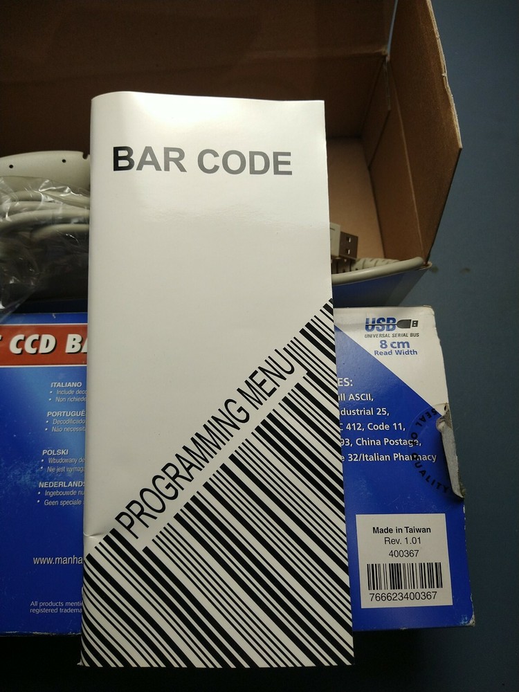 USB Contact CCD Barcode Scanner Manhattan New - Open Box 