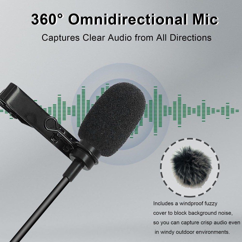 Lavalier Lapel Microphone Compatible with Sennheiser Wireless System Bodypack...