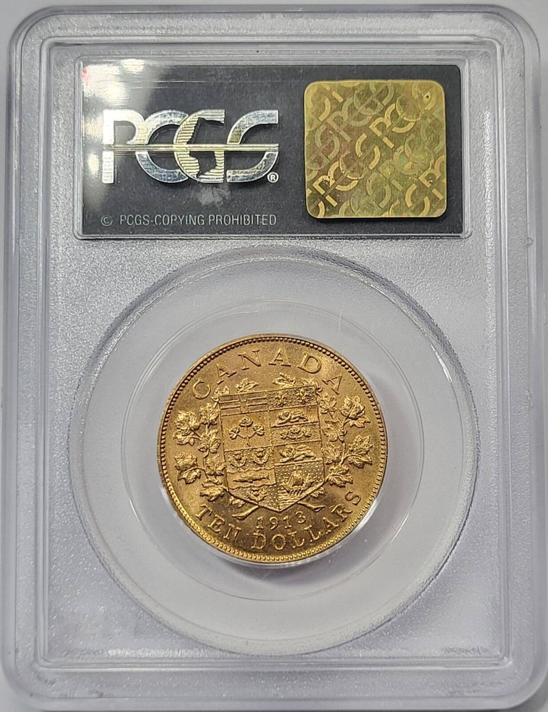 1913 CANADA Gold 10 DOLLARS PCGS MS-62