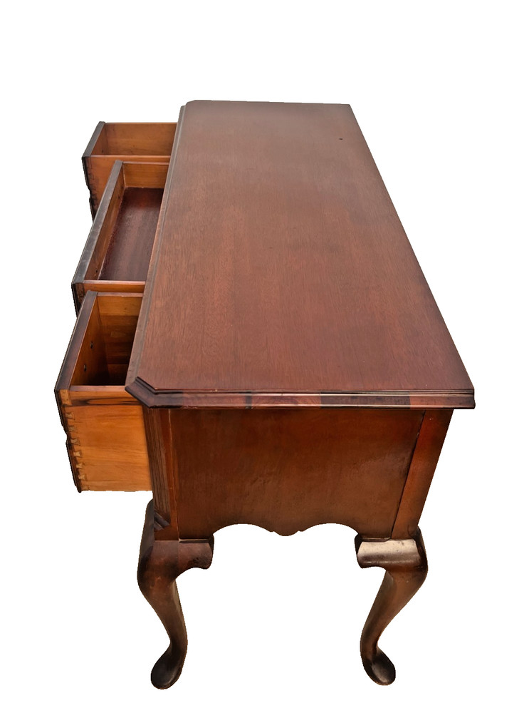 Vintage Desk Vanity, Chippendale Style, Three Dovetail Drawers, Solid Cherry