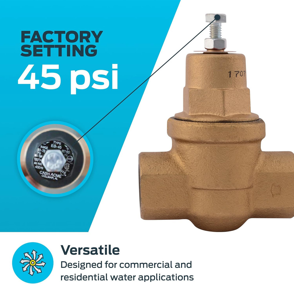 3/4 Inch EB75 FPT X FPT Pressure Regulator Valve (PRV), 45 PSI, 23000-0045