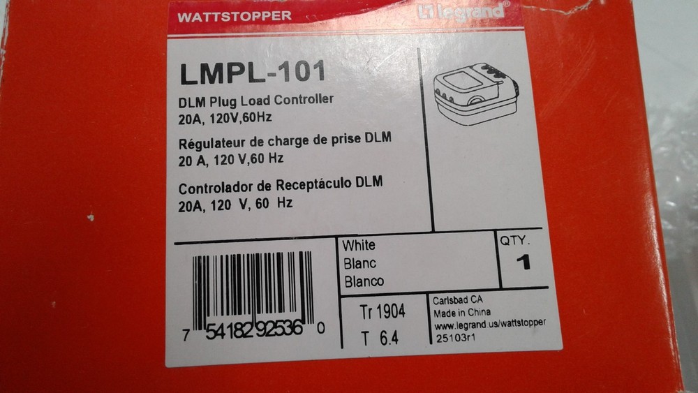 Wattstopper LMPL-101 Digital Plug Load Controller 20A, 120V,