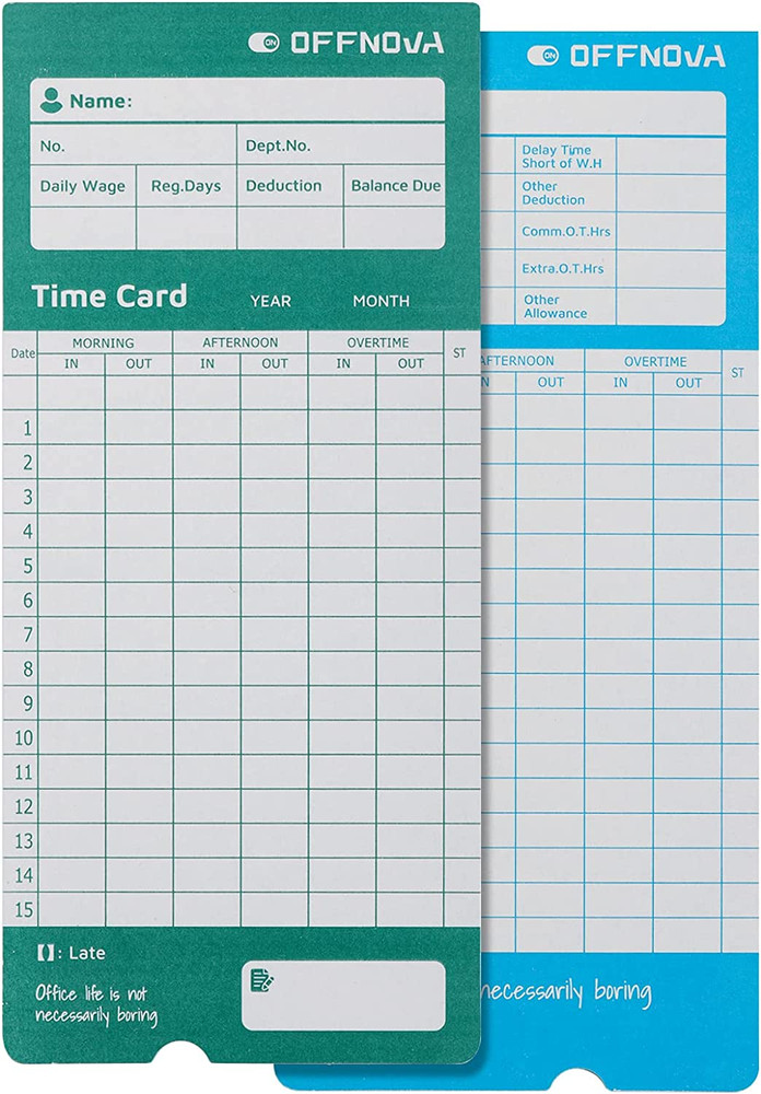 Thermal Time Cards, Double-Sided Monthly Time Cards for IN/OUT Time Clock, Pack