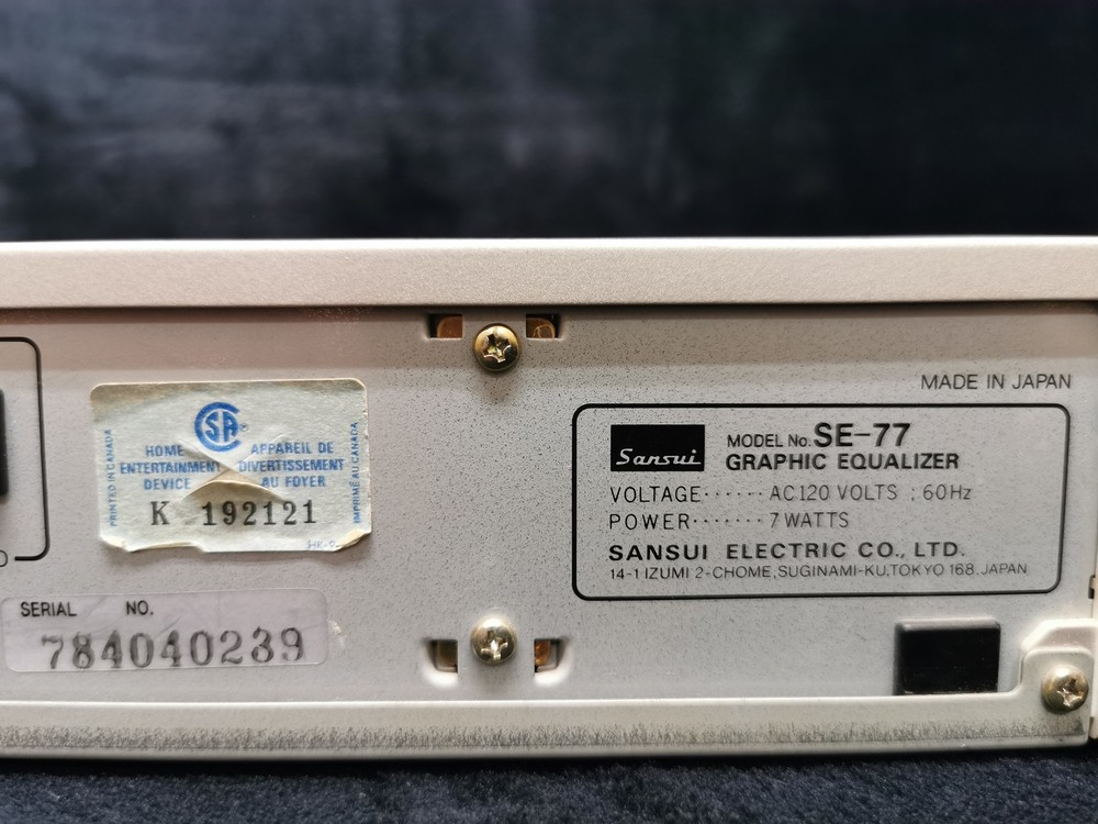 Sansui SE-77 Silver 12 Channels Graphic Equalizer