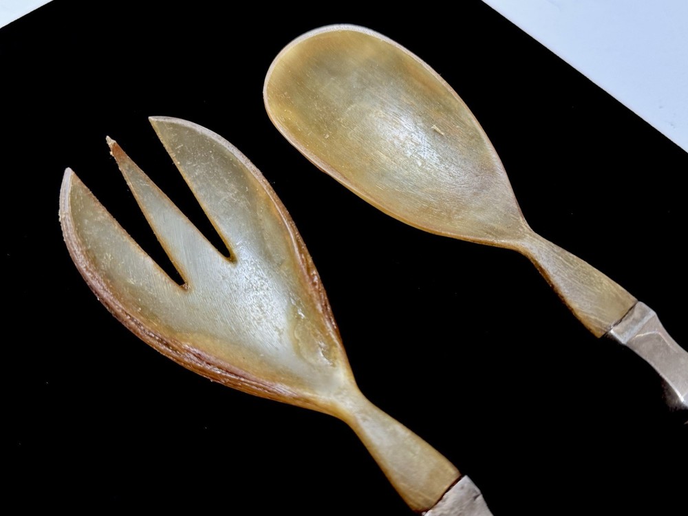 Georg Jensen Sterling Silver Horn Serving Spoon Fork Set