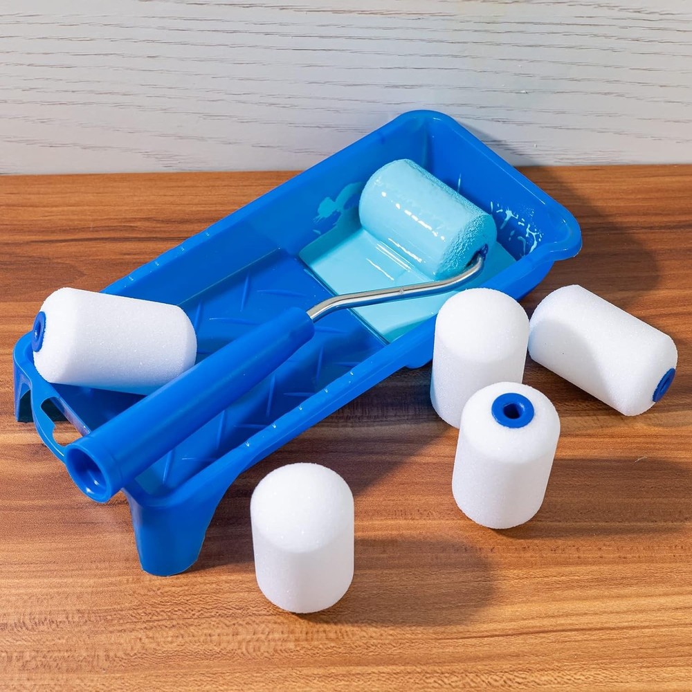 Mini 2 Inch Paint Roller Set with Tray & Liners - Effortless Painting Solution