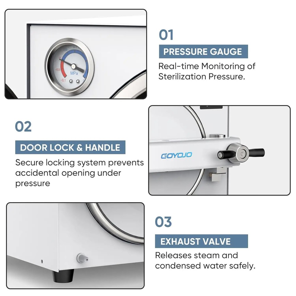 18L Tabletop Autoclave Sterilizer Digital Control Lab High Pressure Machine