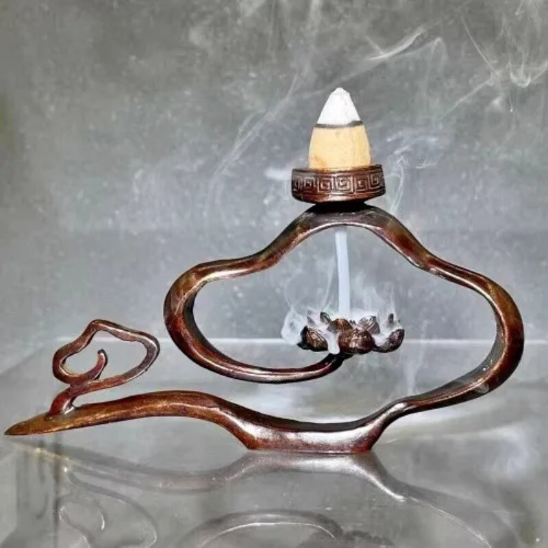 Retro Bronze Ware Lotus Flowing Back Fragrant Insert Tabletop Decoration