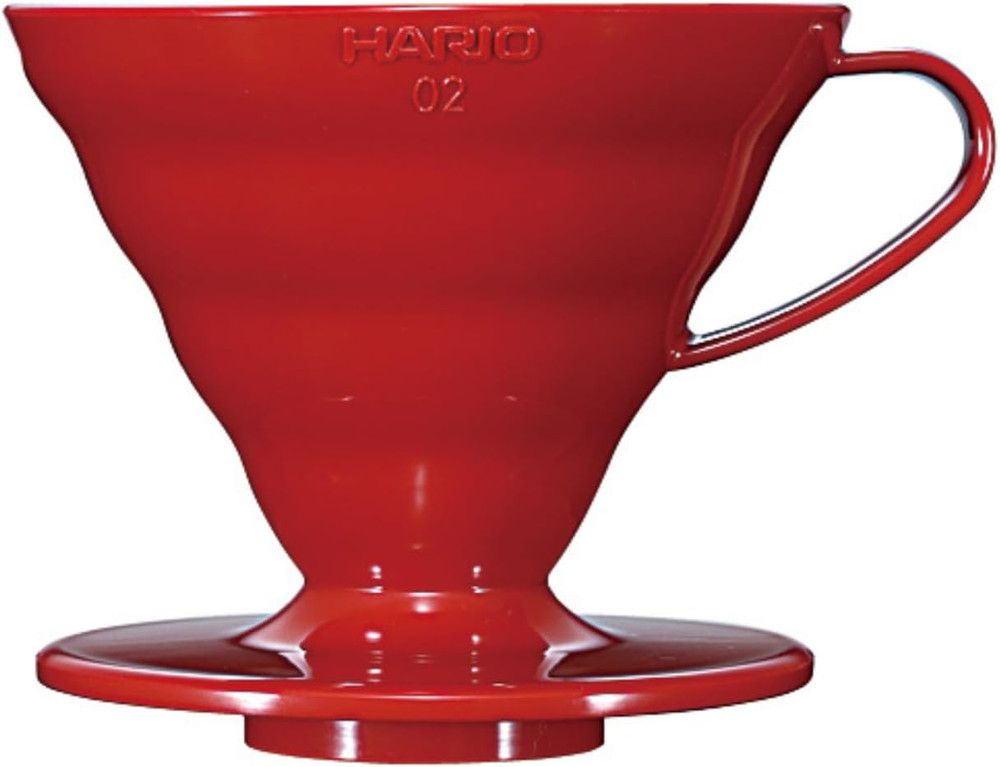 V60 Plastic Coffee Dripper Pour over Cone Coffee Maker Size 02, Red