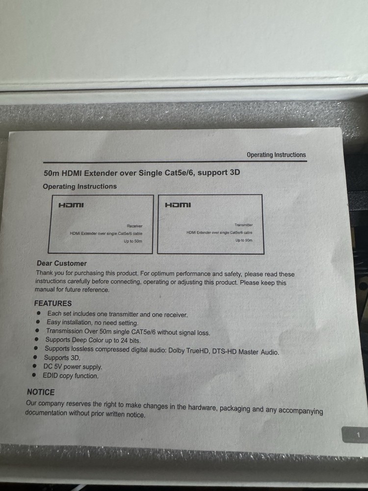 HDMI Wireless Extender Video Transmitter Receiver 50M Range +HDMI Converter Bund