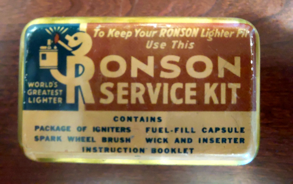 Empty Ronson Lighter Service Kit Tin Box Vintage Primitive 3"
