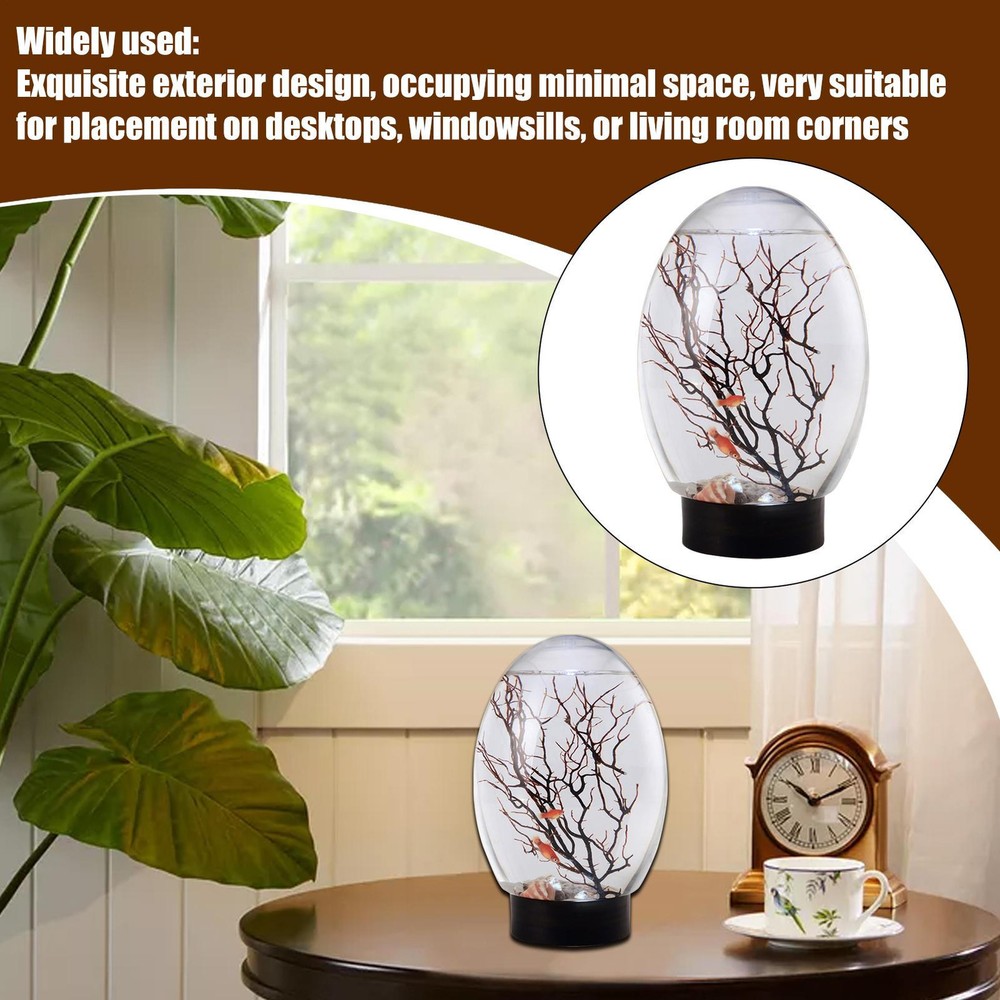 Aquarium Mini Fish Tank With LED Light Microlandscape For Tabletop