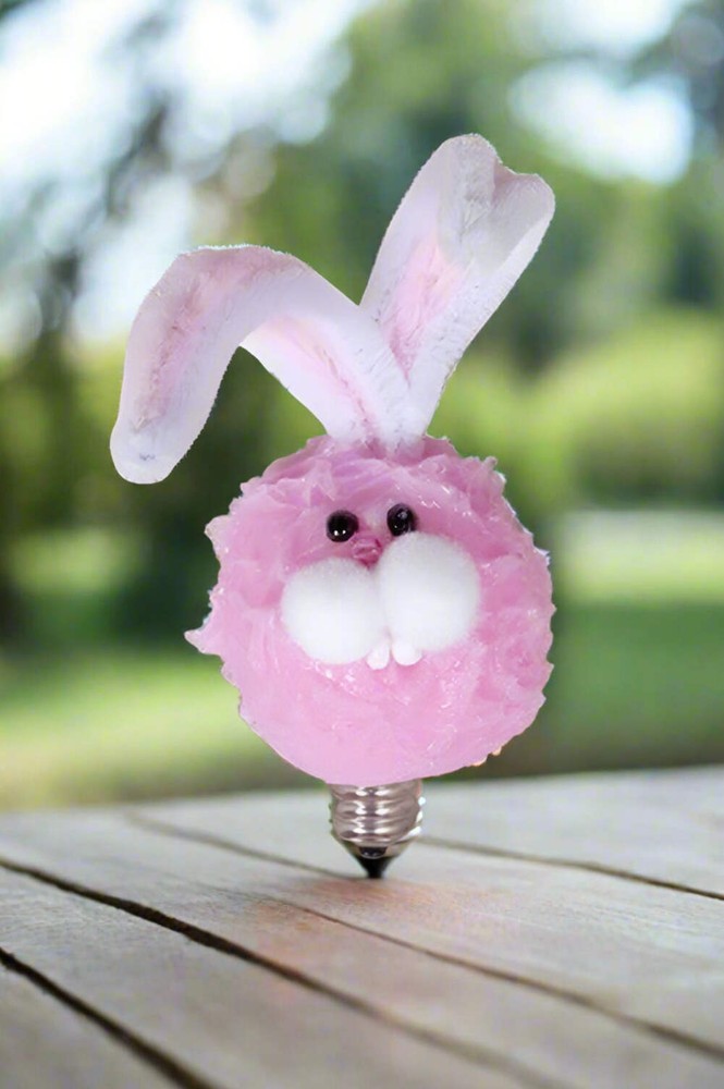 Spring Easter Whimsical Hand-dipped Pink Bunny Head Silicone Bulb Reusable