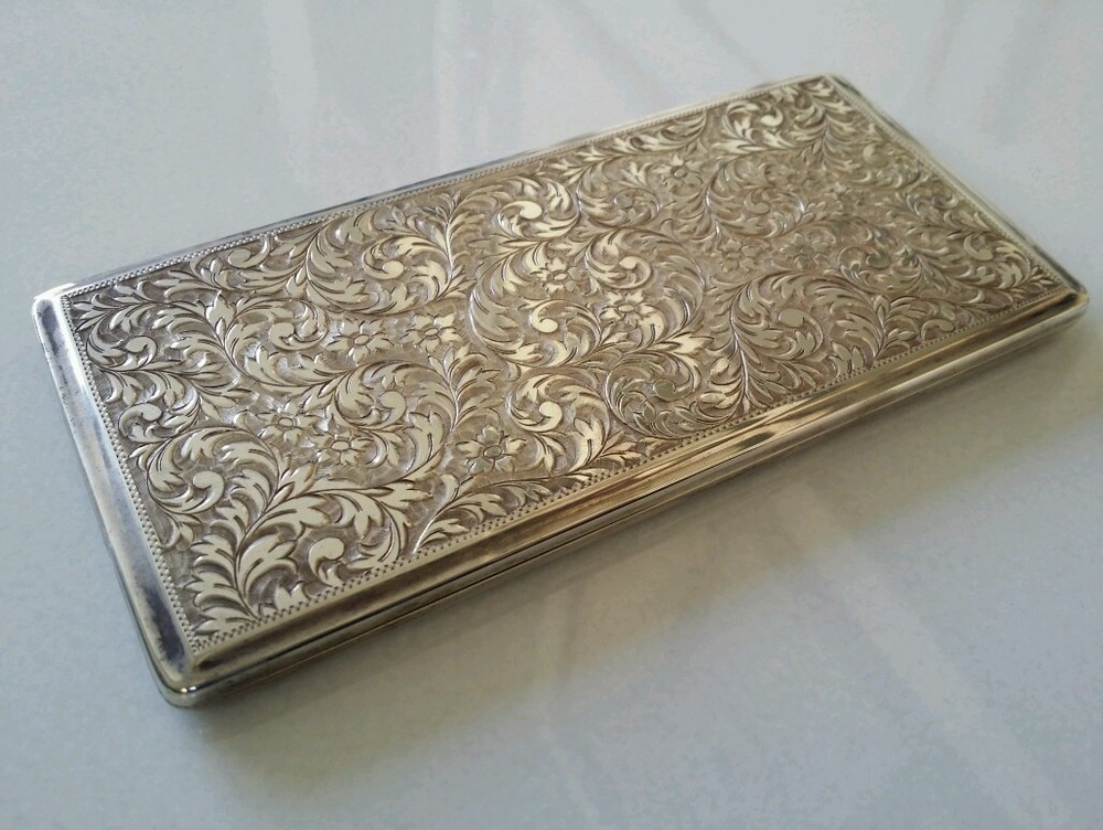 SUPERB ANTIQUE STERLING CIGARETTE CASE - MINT CONDITION - TRICK OPENING