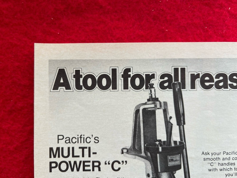 Vintage 1975 Print Ad Multi Power C Pacific Ammunition Reloading Tool