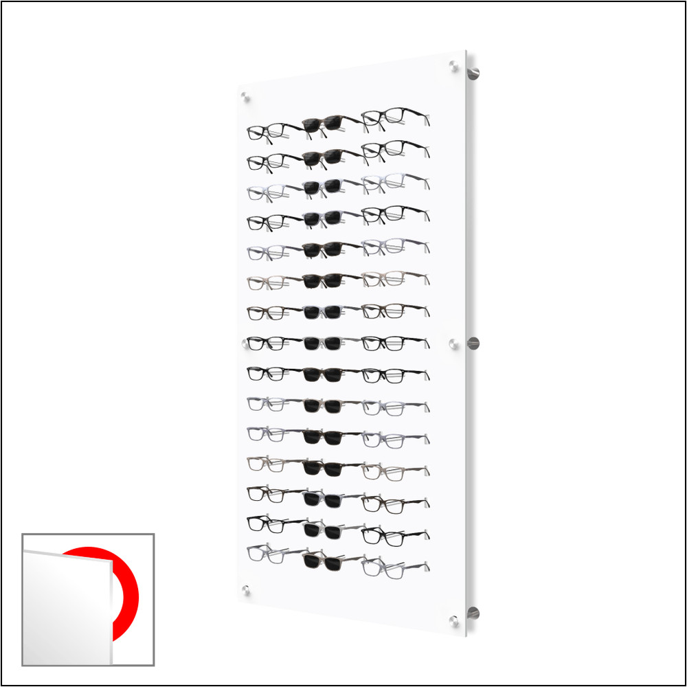 Wall mount Acrylic Optical Frame Display with Hardware - In Polar White (45F)